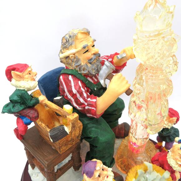 Light Up Santa Ice Carving Workshop Figurine Elves Christmas Decoration 7.5"T - Picture 2 of 12
